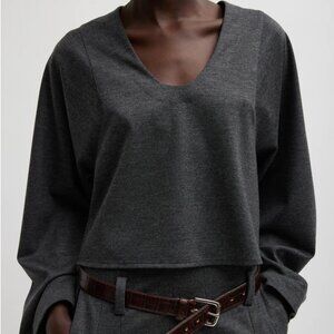 Tibi Melange Jersey U-Neck Top Size M